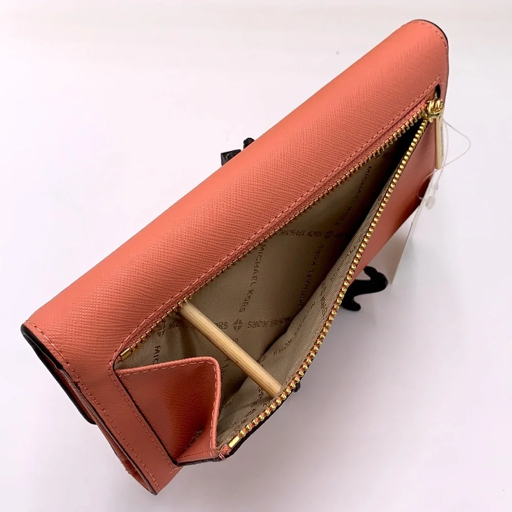MICHAEL KORS JET SET TRAVEL LARGE TRIFOLD WALLET SHERBERT COLOR